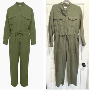 Aritzia Wilfred ORNE Jumpsuit Button Up Organic Cotton in Fatigue Green Size XS